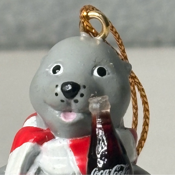 Coca Cola Company Seal Sitting On Block Of Ice Drinking Coke Christmas Ornament - Picture 3 of 13